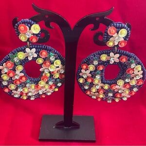 Stella & Dot Seed Bead - Sequins - Rhinestone Earrings